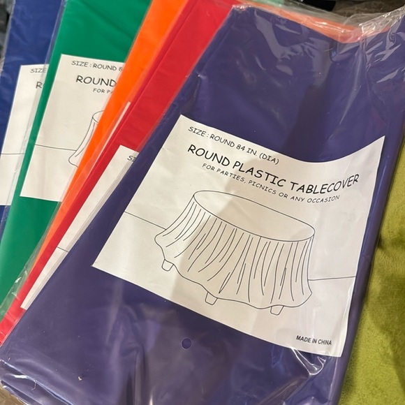 Other - Bundle of 5 Round 84” Diameter Plastic Table Cover